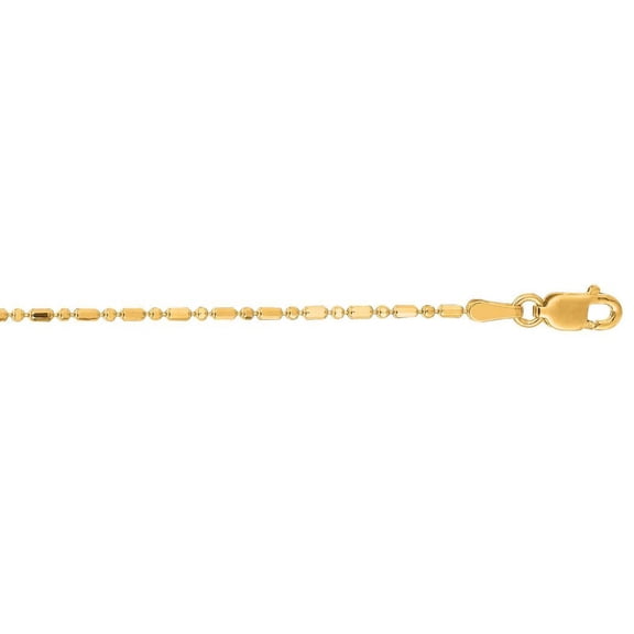 14k Yellow Gold 1.2mm Sparkle-Cut Bead Chain Necklace With Lobster Clasp - 2.8 Grams - 20 Inch