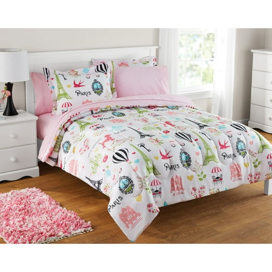 Mainstays Kids Paris Bed in a Bag Bedding Set