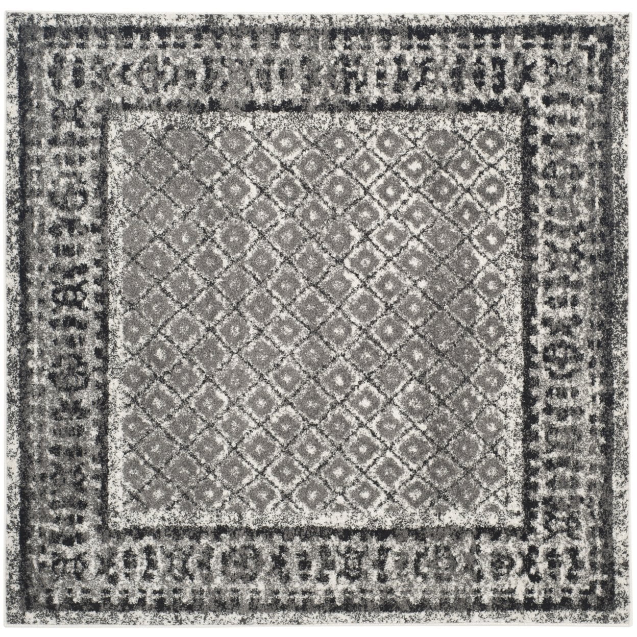SAFAVIEH Adirondack Royston Traditional Area Rug, Ivory/Silver, 8' x 8' Round
