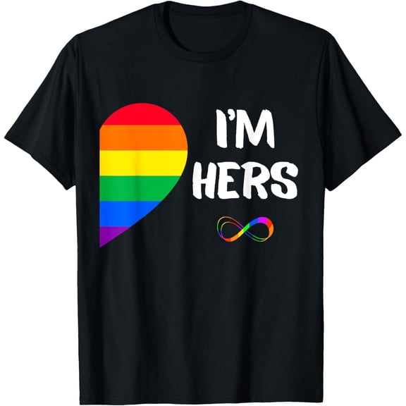 I'm Hers Shes Mine Lesbian Couples Matching LGBT Pride Flag T-Shirt