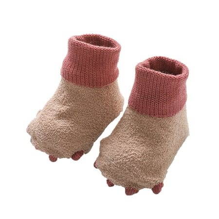 

kpoplk Small Paws Baby Socks Floor Socks Baby Cotton Socks Autumn Winter New Half Velvet Soft Skin Cute Socks for Teen Boys(A)