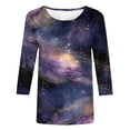 thumbnail image 2 of Craaazy Women's Planets Sun Universe Space Print Casual Loose Crew Neck 3/4 Sleeve Tops(S-5XL) Gifts, 2 of 4
