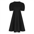 thumbnail image 6 of 50% off Clear! safuny Women's Plus Size Slim Knee Length Pencil Dress Solid Color Holiday Elegant Cocktail Wedding Evening Party Ruffle Sleeve Trendy Dresses Crew Neck Black S, 6 of 7