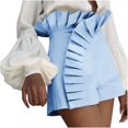 thumbnail image 2 of up to 60% off Gifts Usmixi Summer Shorts for Women Cute Ruffler Trim High Waist Solid Short Pants Plus Size Lightweight Comfy Straight Shorts Sky Blue m, 2 of 7