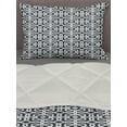 thumbnail image 3 of Geometric Comforter & Sham Bedding Set, Dark Toned Background Swirled Lines Squares Rectangles Abstract Motif, 3 pcs Duvet Set Microfiber Filling Quilt, 5 Sizes, Charcoal Grey White, by Ambesonne, 3 of 4