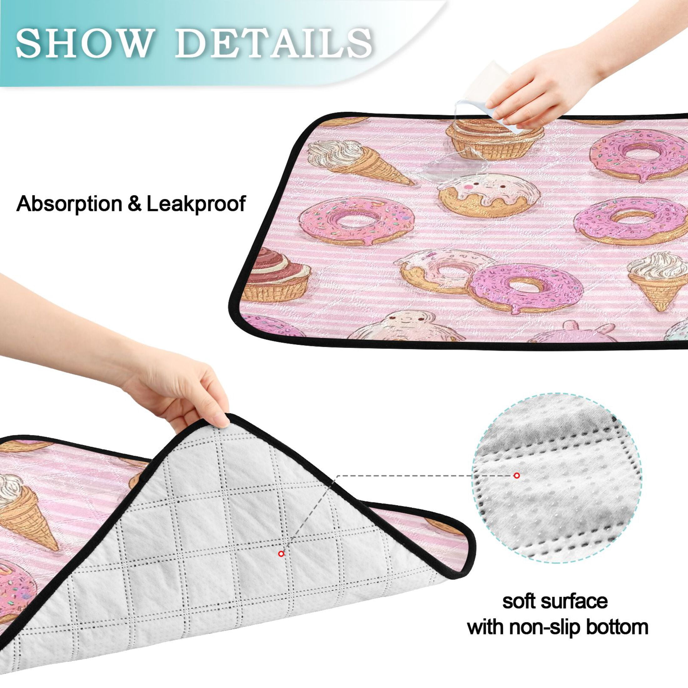IAUYY Washable Pee Pads for Dogs Smallx3 Absorbent and Leak-Proof Non-Slip Reusable Puppy Pee Pads for Dogs Applicable to Playpen Potty Crate Donut
