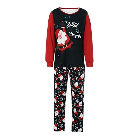 

Yejaeka Family Christmas Pajamas Long Sleeve Santa Print Tops + Pants