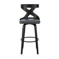 thumbnail image 3 of Gayle 30" Swivel Cross Back Grey Faux Leather and Black Wood Bar Stool, 3 of 9