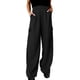 thumbnail image 1 of Pantalones cargo anchos lisos para mujer: cintura elástica, corte holgado, tejido de poliéster, adorno de botones, aptos para primavera/verano/otoño, ropa informal y para actividades al aire libre, 1 of 7