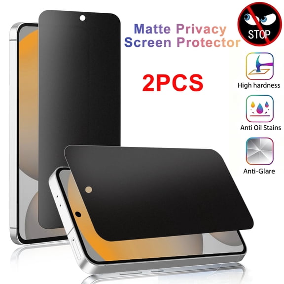 ZYQEEE Matte Privacy Screen Protector for Samsung Galaxy S24 FE 5G, Anti-Fingerprint Easy Installation,Anti-Spy Tempered Glass Protective Film Compatible for Samsung S24 FE,2Pcs