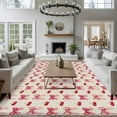 thumbnail image 4 of Vintage Sweet Bows Washable Area Rug 5 x 8 ft Pink Bow Red Cherry Linen Texture, Soft Non Slip Rugs Stain Repellent Indoor Felt Carpet for Living Dining Room Bedroom Home Office, 4 of 9