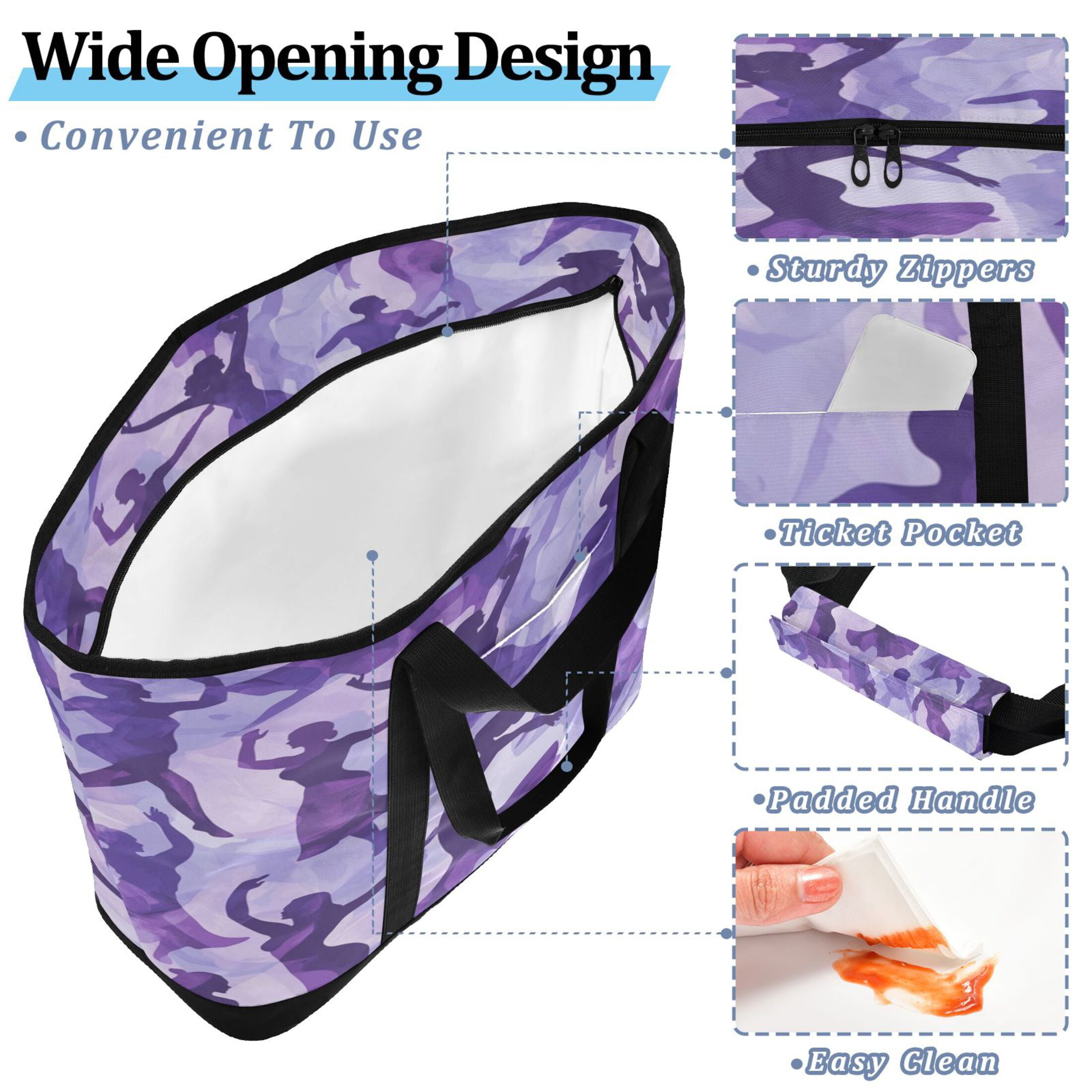 Large Hand-held Ice Pack Picnic Bag Insulation and Refrigeration Suitable for Shopping Picnics and Camping Purple Crowd