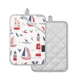 thumbnail image 2 of Nautical-themed Seamless Pattern with Boats Square Insulation Pads 2 Piece Heat Resistant 338 Degrees F Oven Mitts for Kitchen Table BBQ Microwave and Other Cooking Occasions, 2 of 7