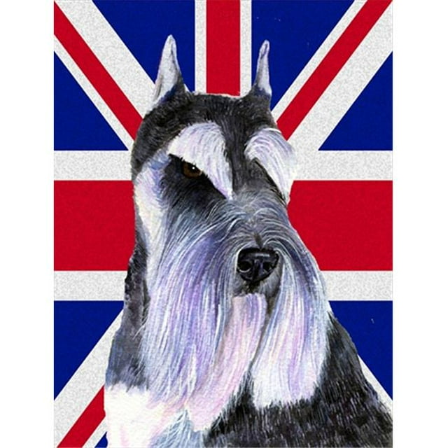 Schnauzer avec Drapeau Britannique Union Jack Taille Jardin
