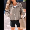 thumbnail image 4 of Sudaderas con Capucha y Cremallera para Mujer, Chaquetas de Forro , Sudaderas de Gran Tamaño, Conjuntos de Moda de Otoño, Suéteres, Ropa de Invierno. Caqui L, 4 of 8