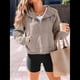 thumbnail image 4 of Sudaderas con Capucha y Cremallera para Mujer, Chaquetas de Forro , Sudaderas de Gran Tamaño, Conjuntos de Moda de Otoño, Suéteres, Ropa de Invierno. Caqui XL, 4 of 8