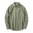 thumbnail image 2 of Seeotter Men's Casual Long Sleeve Solid Button Down Shirt Jacket Relaxed Fit Plus Size Comfortable Breathable Top, 2 of 3