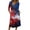 Sky Blue, variant on Women's 4th of July 250th Anniversary Artistic Pattern Dress 3/4 Sleeve Button Neck Midi Dress Loose Fit Casual Patriotic Independence Day USA Flag Soft Fabric Everyday Wear White XL