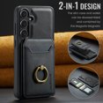 thumbnail image 2 of 2 in 1 Function Detachable Magnetic Phone Cases Compatible with Samsung Galaxy S24 Case with Card Holder Ring, Compatible with Magsafe Wallet, Slim Fit PU Leather Men RFID Blocking, Black, 2 of 10