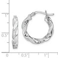 thumbnail image 3 of 925 Sterling Silver Rhodium Plated Twisted 3.5x20mm Hoop Earrings; for Adults and Teens; for Women and Men, 3 of 3