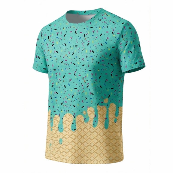FINALGANG Kids T-Shirts Boys Ice Cream Crewneck Short Sleeve T Shirts Summer Graphic Tees Tops Fashion Casual Tshirts Soft Tees For Children 8-9 Years