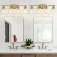 thumbnail image 6 of 4 Light Bathroom Light Fixtures, Brass Vanity Lights for Bathroom with Clear Glass Shades, Modern Bathroom Wall Sconces for Mirror Living Room Cabinet, 6 of 14