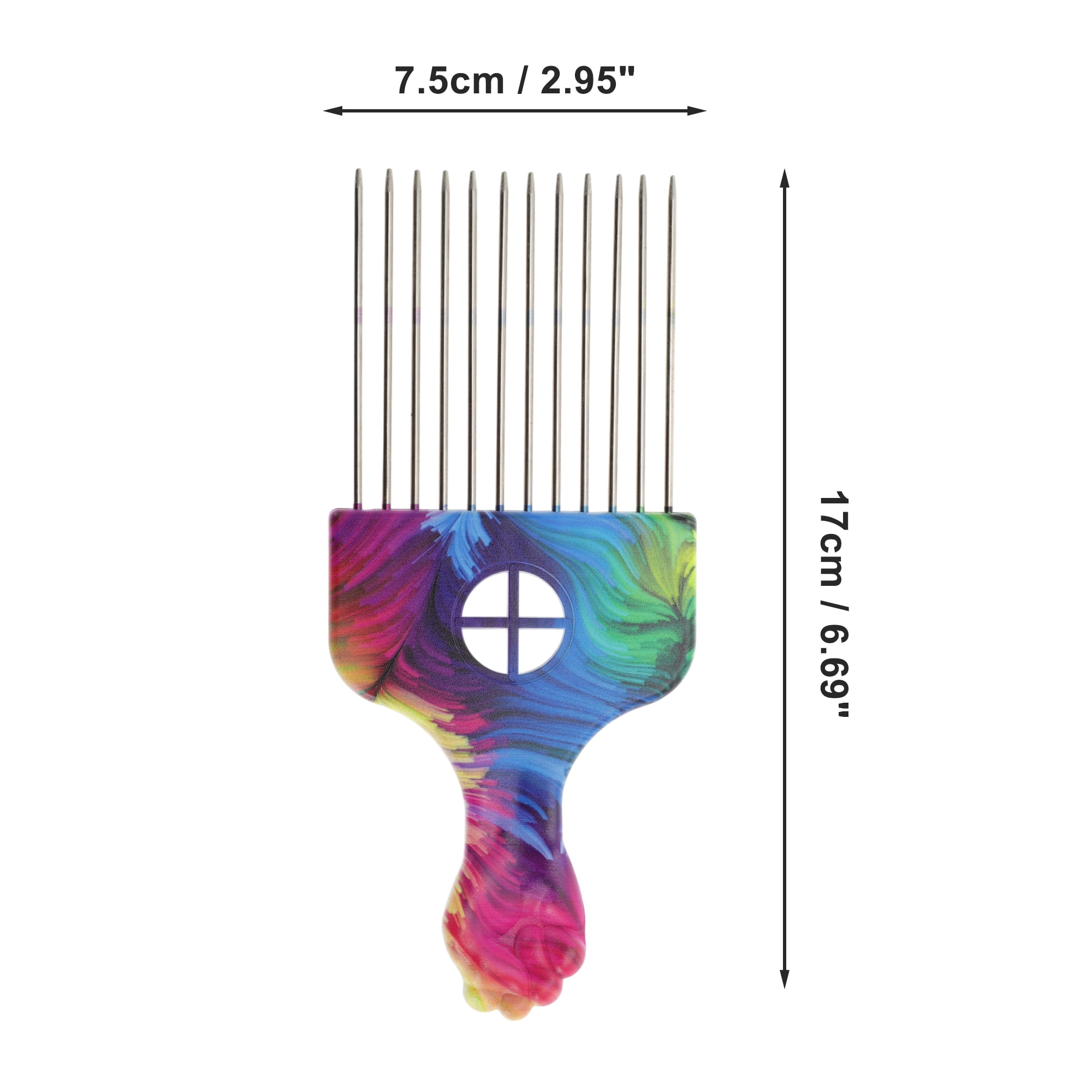 Unique Bargains Metal Hair Pick for Curly Hair Multicolored 1 Pc