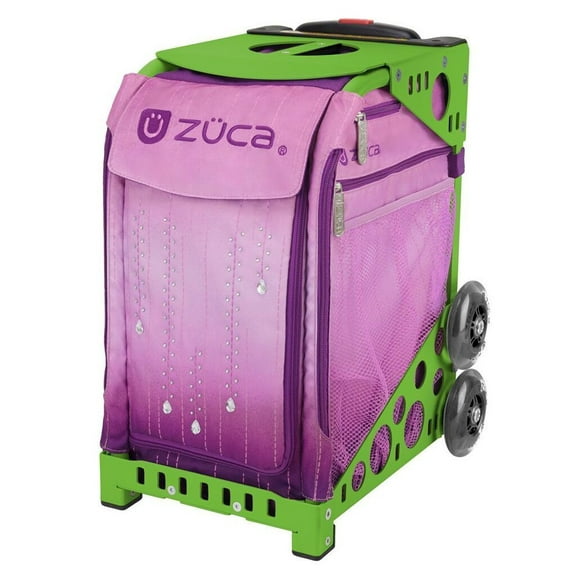 Zuca Velvet Rain Sport Bag and Green Frame with Flashing Wheels