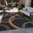 thumbnail image 3 of SUNDEREY 5'x7' Geometri Area Rug,5x7ft Washable Circular Pattern Rug,Easy Jute Indoor Outdoor Carpet, Farmhouse Non Slip Khaki Floor Rug for Bedroom Dining Room Office Entrance Kitchen,Black, 3 of 10