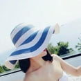 thumbnail image 4 of Cheers.US Women Stripe Straw Hat Wide Brim Sun Hat Foldable Summer Beach Caps Gift for Mom Wife Girlfriend, 4 of 6