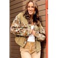 thumbnail image 5 of Women's Khaki Waffle Knit Floral Print Patchwork Button Up Jacket | [ZhiHiMeRi] | (US 20-22)2XL, 5 of 12