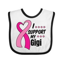 Inktastic Breast Cancer Awareness I Support My Gigi with Pink Ribbon Boys or Girls Baby Bib