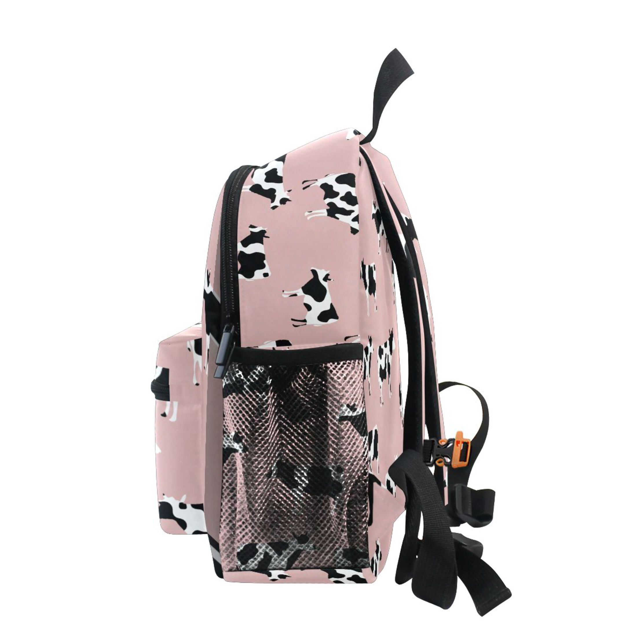 Cow Print Pattern Mini Backpack Cute Small Backpack with Chest Strap and Whistle Ages 3-8