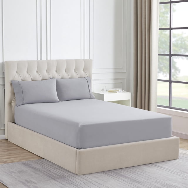 Sábana bajera ajustable de franela de la colección Sweet Home King Silver