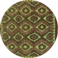 thumbnail image 1 of Ahgly Company Machine Washable Indoor Round Abstract Turquoise Blue Modern Area Rugs, 8' Round, 1 of 4