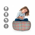thumbnail image 2 of Checkered Storage Toy Bag Chair, Colorful Fresh Summertime Pattern Design Gingham Plaid Striped Traditional Picnic, Stuffed Animal Organizer Washable Bag, Small Size, Multicolor, by Ambesonne, 2 of 3