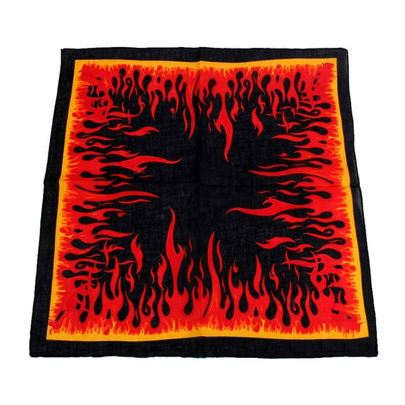 Yuanlong Winter Scarves Flame Pattern Large Square Lightweight Headscarf Fashion Retro Headband Bandanas（Red,50x50cm）