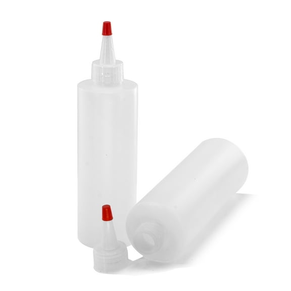 Lakeshore Trade 2PK 8 oz Clear Plastic Squeeze Bottle - Condiment Dispenser Ketchup Mustard Sauce