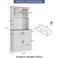 thumbnail image 2 of 71inch Tall Kitchen Pantry Cabinet with Coffee Bar and Microwave Stand Rack ,Wooden Freestanding Hutch Cabinet with Adjustable Shelves and 4 Doors&Drawer, Pantry for Kitchen, Dining Room, White, 2 of 8