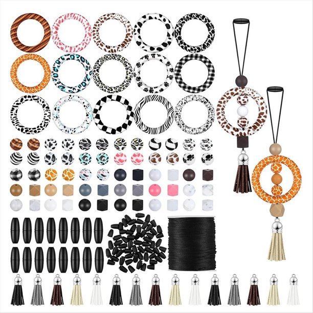 Kits para Hacer Anillos con Cuentas de Silicona, Borlas de con Cuentas de Silicona Redondas de 65 mm para Colgante DIY