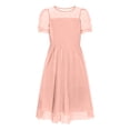 thumbnail image 2 of OGLCCG Tween Girls Dress Puff Short Sleeve Mesh A Line Swing Party Dresses Crewneck Flowy School Midi Dress for Teen 5-12 Years, 2 of 4