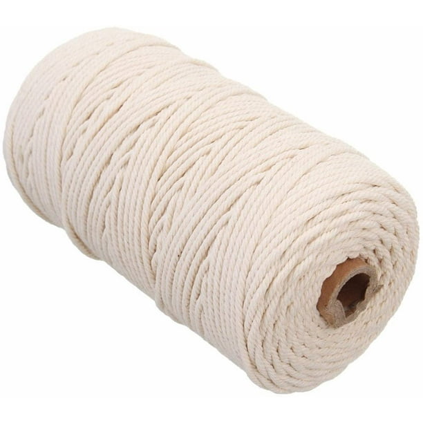 Macrame Cotton Cord,Not Dyed,Natural Color Handmade Soft 4-Strand Cotton  Cord Rope 