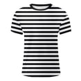 thumbnail image 4 of YANGXINX Mens Carnival Striped T-Shirts Texture Color Block Crew Neck Short Sleeve Tees Soft Breathable Casual Loose Pullover Tops, 4 of 4