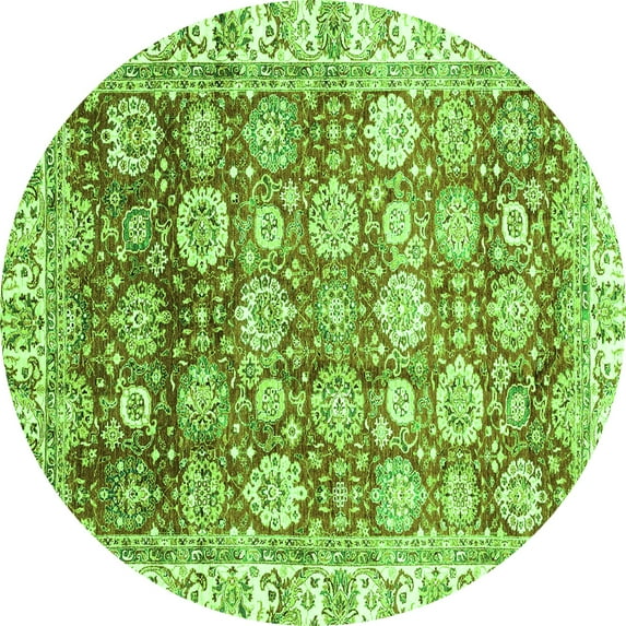 Ahgly Company Indoor Round Oriental Green Traditional Area Rugs, 5' Round