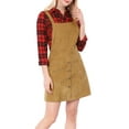thumbnail image 4 of INSPIRE CHIC Women's Straps A-Line Corduroy Mini Pinafore Overalls Skirt XL Brown, 4 of 8