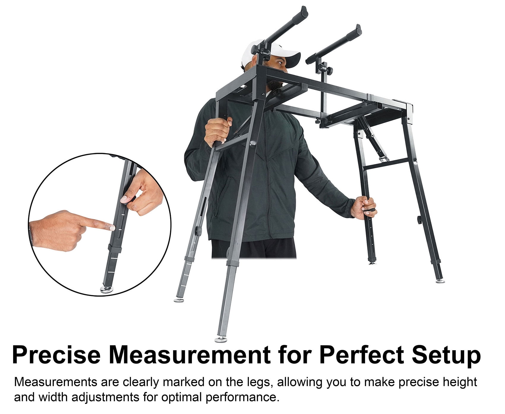 Rockville PKS40 Heavy-Duty Steel 2-Tier Platform Keyboard Stand - Adjustable, Folding, 200 lb. Capacity