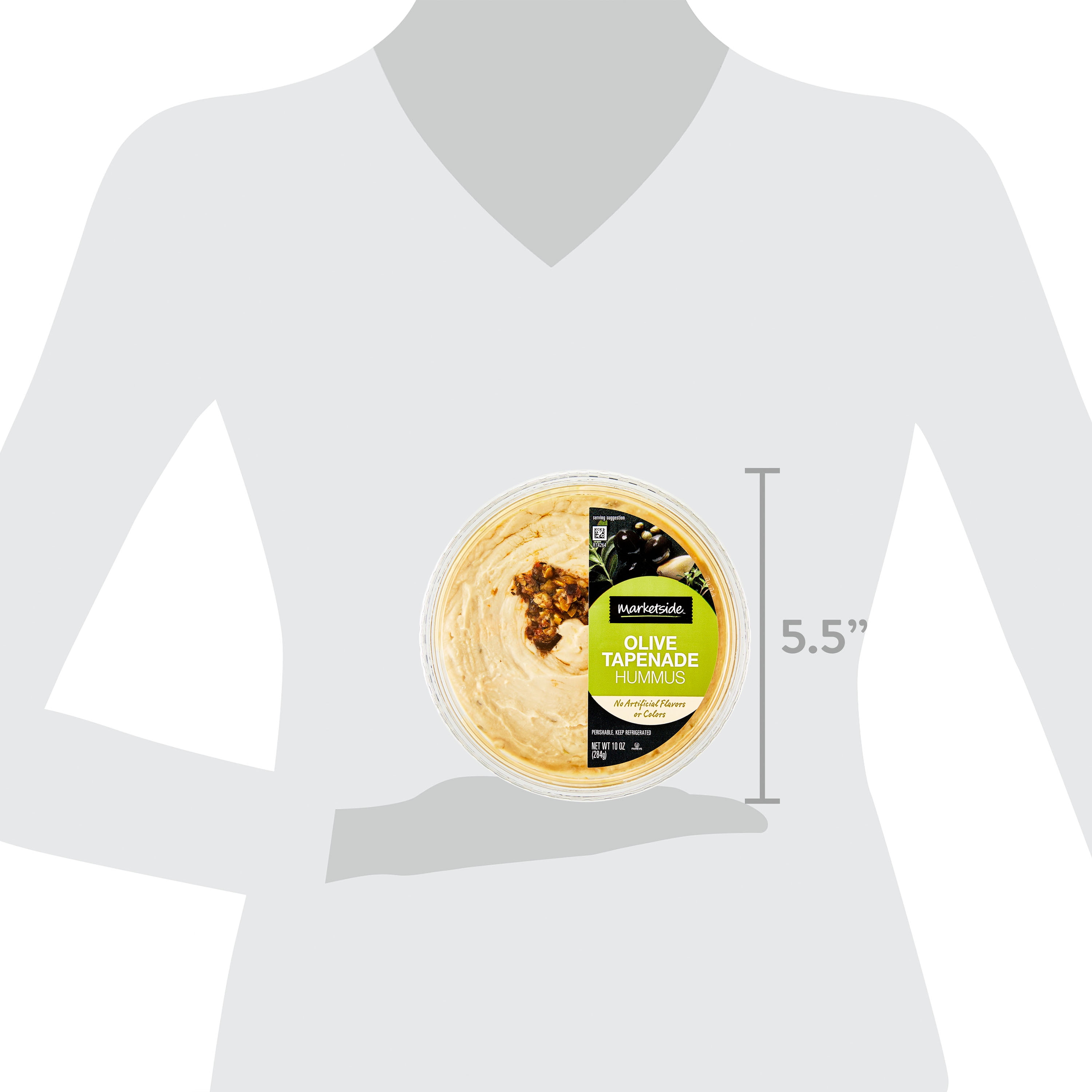 Marketside Gluten-Free Olive Tapenade Hummus 10 oz, Ready to Eat, Resealable Cup, 2Tbsp