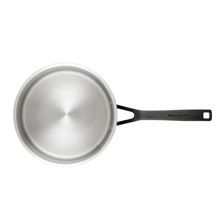 KitchenAid 3-Ply Base Brushed Stainless Steel Sauce Pan/Saucepan with Lid,  3 Quart