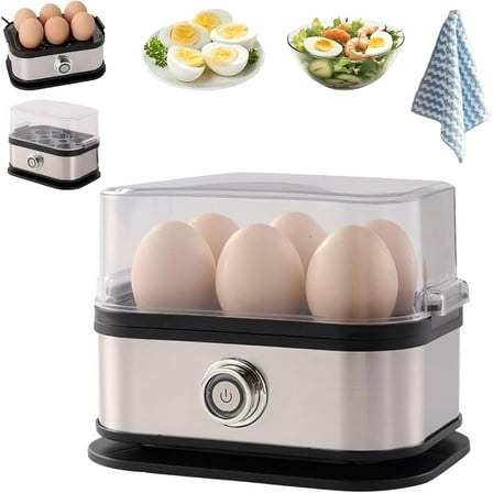 Smart Egg Cooker with Auto Shut, Effortless Egg Cooking with the Ultimate Stainless Steel Egg Cooker, Electric Boiler for Hard/Soft/Medium Boiled, Poached