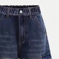 thumbnail image 4 of GiLiling Girls Baggy Vintage Cargo Jeans High Waist Wide Leg Elastic Waist Y2k Aesthetic Denim Pants Casual Wear Star Embroidery (Blue, 7-8 Years), 4 of 8